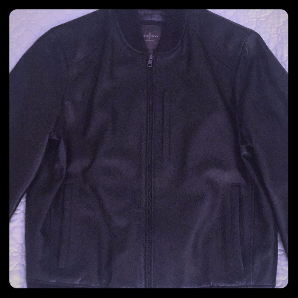 Cole Haan 100% full leather baseball jacket Sz. Lg